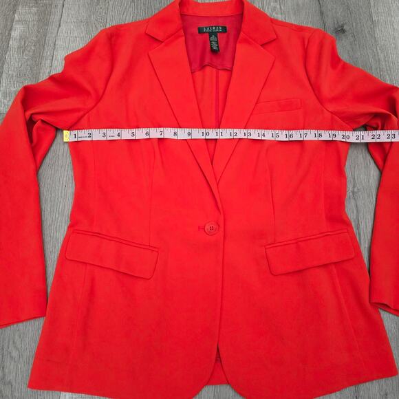 Lauren Ralph Lauren Red Blazer Sz 12 Workwear Office Christmas Holiday Preppy - Picture 5 of 10